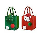 Filztasche Einkaufstasche, FainFun 2 Stuck 10 * 9.5 cm Filztaschen Mädchen, Kleine Filztasche, Filzkorb Einkaufen, Filz Einkaufstasche Mit Griff zur Aufbewahrung von Snacks, Lunchboxen (Rot-Grün)