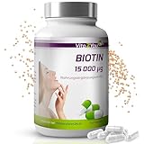 Vita2You Biotin 15.000 mcg (Vitamin B7) 240 Kapseln - Hochdosiert mit 15mg - Für Haut und Haare - Premium Qualität - Made in Germany