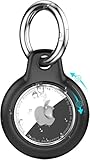 TNSNK Wasserdicht for Apple Airtag Holder hülle with Lock, Airtag Anhänger Schlüsselanhänger Case with Keychain for Luggage/Bicycles/Pets-(Black)