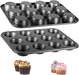 PIQIUQIU 2 Stück Große Muffinform Antihaft Muffin Pfannen, Cupcake Formen Backformen für Cupcakes Brownies Kuchen Pudding (35.3x26.2x3cm)