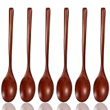 Wanmu Holzlöffel Esslöffel, 6 Stück Natürlich Holzlöffel Handgefertigte Holz Suppenlöffel Esslöffel Müslilöffel Kaffeelöffel Teelöffel Schokolade Honiglöffel