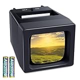 35-mm-Dia-Projektor und Dia-Betrachter, 2-fache Vergrößerung mit LED-Beleuchtung für alte Dias und 35-mm-Filmnegative (inklusive 2 AA-Batterien)