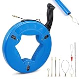 GJCrafts Einziehspirale 30m - Einziehspirale mit Einziehfeder, Kabeleinziehhilfe,Einziehhilfe für Leerrohre, Kabeleinziehhilfe für Leerrohr, Zugdraht, Kabelzieher für Kabel & Elektroinstallationen