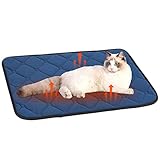 QUOTRE Selbstheizende Decke Katzen, 75X50cm Selbstwärmende Hundedecke Waschbare Wärmematte Thermodecke Ultrawarme Wärmedecke für Katze Welpen Reise Camping, Blau