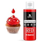 Lebensmittelfarbe - 160ml Flüssige Konzentrierte Lebensmittel Farben für Kuchen Dekoration, Backen, Kekse, Macaron - Zuckerfrei Food Coloring für Getränken, Tortendeko, DIY Slime, Osterei (Rot)