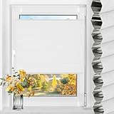 TFSKY Wabenplissee Plissee ohne Bohren Verdunkelung Klemmfix Zweifarbigz Weiß-Weiß B50 x H130 cm Plissees Thermo Doppelplissee Verdunkelnd Verdunklungsplissee Sonnen- & Schallschutz für Fenster