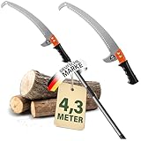 easimo | Astsäge Teleskop für Baumbeschneidung I Säge mit Teleskopstiel einstellbar auf bis zu 4.3m I Teleskop Baumsäge Baumschneider Baum Hochentaster