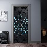 Türtapete Selbstklebend Abstraktes Schwarzes Geometrisches Sechseck 90 X 200 Cm Türtapete Selbstklebend Türposter Fototapete Türfolie Poster Tapete 3D Türaufkleber Diy Türbild - Kinderzimmer Wohnzimm