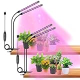 Pflanzenlampe LED, Pflanzenlicht, 2*40 LEDS Pflanzenleuchte Vollspektrum Pflanzenlampe für Zimmerpflanzen mit Zeitschaltuhr 3 Farbmodi 10 Lichtstärken ,2*2 Köpfe Wachstumslampe für Gartenarbeit