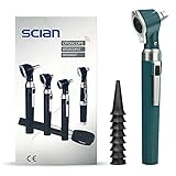 Scian Otoskop Kit – Ear Scope Otoskop mit LED Licht, 3 fache Vergrößerung, 4 Speculum Tips Größe, leichtes Diagnostik Ohrpflege-Tool für Kinder, Erwachsene, hunde, Heimgebrauch (Grün)