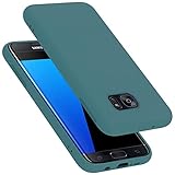 Cadorabo Hülle kompatibel mit Samsung Galaxy S7 Edge Hülle Silikon Handyhülle für Galaxy S7 Edge Case aus flüssigem Silikon- stoßfeste dünne TPU Schutzhülle für Samsung Galaxy S7 Edge - Liquid GRÜN