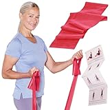TheraBand 2,50m im PE Beutel mit Anleitung rot | Fitnessband | Gymnastikband | Stretchband für Ganzkörpertraining | Widerstandsband | Training Bands für Zuhause | Fitness Zubehör | 100% Naturlatex