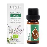 Essences Bulgaria Bio-Salbei Ätherisches Öl 10ml | Salvia officinalis | 100% Naturrein | Unverdünnt | BIO-zertifiziert | Spitzenqualität aus Familienbetrieb | Ohne Gentechnik | Vegan