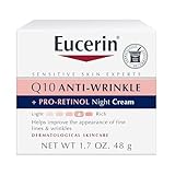 Eucerin Q10 Anti-Wrinkle Night Cream + Pro-Retinol, Facial Cream for Sensitive Skin, 1.7 Oz Jar