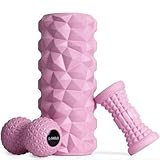 Faszienrolle, Faszienrollen Set mit Faszienrolle mit 3D-Textur-Massage/Faszienrolle klein/Faszienball, EVA Foam Roller für Yoga, Pilates, Tiefe Muskelmassage (Rosa)