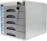 Aktenschrank-Schubladen-Organizer mit abschließbarem Türdesign, ausziehbare obere Schublade, Bücherregal, Schreibtischschrank (Grey Medium5)