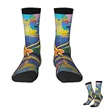 Oudrspo Socken für Damen und Herren, warme, atmungsaktive Stiefelsocken, bunte Fahrradsocken, Wadensocken, Crew-Socken zum Wandern