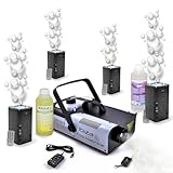 Ibiza - Lichtpaket Nebelmaschine DMX 1200 W Ibiza LSM1200PRO – 4 Seifenblasenmaschinen LED BUBBLE-DREAM – Flüssigkeiten im Lieferumfang enthalten – Abend Party Hochzeit