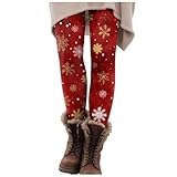 Generisch Lustige Weihnachtsleggings für Damen Weihnachten Druck Sport Lang Elegant Yoga Pants Blickdicht High Waist Frauen Laufhose Fitnesshose Lässige Festliche Kostüm Karneval Weihnachtsleggings