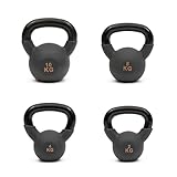 Worqout Kettlebell (4 kg) – Robuster Gusseisen-Kettlebell mit Neoprenbeschichtung, farbcodiert
