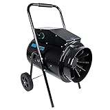 Güde Elektroheizgebläse GEH 15 (400 V, 15000 W Heizleistung, 2 Heizstufen (7500/15000 W) + Ventilatorfunktion, 300 m³/h max. Raumheizvermögen, stufenloses Thermostat, Überhitzungsschutz, Fahrgriff)