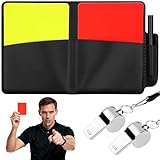 AYESY Schiedsrichter Set, FußBall Schiedsrichter Karten Schiedsrichter Pfeifen Set, Rote und gelbe Karten mit 2 Trillerpfeife und Umhängeband, Ergebnisbögen und Bleistift für FußBallspiel Schulsport