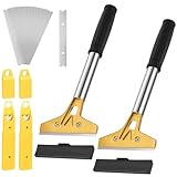 Xialvyu 2 Stück Tapetenentferner Set mit 20 Ersatzklingen und Schutzhülle,4'' Tapetenschaber mit Gummigriff,Bodenschaber Fensterschaber Farbschaber zum Entfernen Kleber und Etiketten Fensterschaber