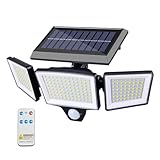 Solarleuchten Für Den Außenbereich – 2500 Lm Wasserdichter Strahler Mit Bewegungssensor | 3-köpfige Solar-Hofleuchten Für Den Außenbereich, Energiesparende Leuchte, Dämmerungsaktivierte Lampe, Gartenw