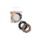 invisibobble Sprunchie Slim Schwarz Gold I 2x Stoff Haargummis gold schwarz für Mädchen & Damen I kein verknoten, starker Halt, haarschonend I Scrunchie Haargummi designed im Herzen Münchens