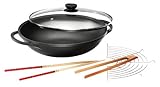 Karcher Wok Mai-Lin (Aluguss, Ø 36 cm, Durit-Select-Antihaftbeschichtung, inkl. Glasdeckel und Zubehör) schwarz