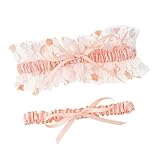 Beavorty 2 Stück Teiliges Verstellbares Hochzeitsstrumpfband mit Spitzenmuster Schleife Handgefertigt für Bräute Zartem Rosa Elegantes Beinornament für Besondere Anlässe