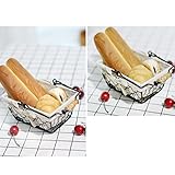 Brotbox, Obstkorb Drahtkorb Brot Aufbewahrungsbehälter mit Faltbaren Holzgrenzen Obstkorb für Küche für Kosmetikschmuck Snacks (Oval) (Quadrat)