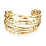 Uwiyo Gold Offener Armreif GroßE GoldarmbäNder Breiter Damen Armspange Manschette Armreif Gold Open Front Armband Innendurchmesser 60 mm (Gold#2)