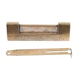 TEHAUX Vintage Graviertes Antikes Chinesisches Vorhängeschloss aus Kupfer 7,5cm Holzbox Schloss mit Schlüssel für Schmuckkästchen und Möbel