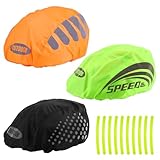 HWSWSH 3 Stück Regenschutz für Fahrradhelm mit Reflektorstreifen, Universal Regenkappe für Helme, Fahrradhelmüberzug, Regenhaube Fahrradhelm, Reflektierend Fahrrad Helmüberzug Hohe Sichtbarkeit