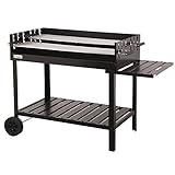 tepro Holzkohlegrill Grillwagen Atlanta, Outdoor BBQ mit Rädern, Höhenverstellbar ca. 77 - 88 cm, Grillfläche: ca. 98 x 56 cm, Maße ca. 135,5 x 63 x 91,2 cm, Schwarz