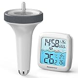 Newentor Funk Poolthermometer - 4-fach Wasserdicht - Antennen-Turbo durchdringt Wände für 100m Reichweite - Schwimmend Wasserthermometer Energiespar-Chip für extra lange 6-Monate Batterielaufzeit