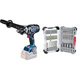 Bosch Professional 18V System BITURBO Akku Schlagbohrschrauber GSB 18V-150 C (inkl. Zusatzhandgriff, ohne Akku/Ladegerät) + 43x Extra Hard Schrauberbit-Set (197 x 110,5 mm, Zubehör)