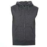 ROCK-IT Apparel Zipped Hoodie ärmellos für Herren Sleeveless Fitness Kapuzenpullover Männer Sweater Trainingsweste Sweatshirt Tank Top S-4XL Farbe Dark Heather Grau 3X-Large
