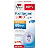 Doppelherz Kollagen 5000 Liquid - mit Kollagenhydrolysat, Chondroitinsulfat, Vitaminen und Mangan - 14 Sticks mit Pfirsich-Geschmack