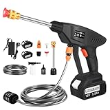 KEATFE Akku Hochdruckreiniger mit 2X 5500mAh Akkus, Multi-Sprühdüse Kabelloser Tragbarer Hochdruckreiniger, Multifunktionale Hochdruckpistole für Autos, Fenster, Rasen, Gärten, Pools