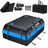 VEXPLO® 600 Liter Auto Dachbox Faltbare Dachtasche Dachkoffer Wasserdicht Aufbewahrungsbox Tragbar Dachgepäckträger Tasche mit Anti-Rutsch-Matte, 6 Türhaken, Aufbewahrungsbox, 12 Zurrgurten