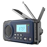 Acta Berg Kurbelradio | Notfallradio mit Kurbel & 5000 mAh Akku | Solar Radio mit Weltempfänger | Handkurbel Blackout Notfallausrüstung | Als Taschenlampe & Ladegerät, AM/FM/SW, mit USB, Blau