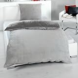 MALIKA Winter Plüsch Wendebettwäsche Nicky-Teddy 'Cashmere Touch' 135-155 - 200x200 Coral Fleece, Farbe:Silber-ANTHRAZIT, Größe:135 x 200 cm