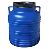 plasteo® 30 Liter Weithalsfass mit Deckel und Griffen, Lebensmittelecht und BPA-Frei, Futtertonne Kunststofffass Universalfass Deckelfass Wasserfass Regentonne Lagerfass, Blau