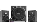 Speedlink Gravity LT PC Lautsprecher 2.1 Soundsystem Bluetooth - mit Subwoofer aus Holz, Aktiv Lautsprechersystem 80 Watt, 3,5mm Klinke AUX, RGB-Tischfernbedienung, schwarz