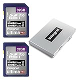 Integral SD-Karte mit 32 GB, 2er-Pack, Schutzgehäuse aus Metall, 4K-Ultra-HD-Video, Premium-Lesegeschwindigkeit bis zu 90 MB/s, SDHC V30 UHS-I U3, Klasse 10, SD-Speicherkarte, Doppelpack