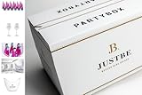 JUSTBE Party-Box 12 Drinks (S) | 'Davina Geiss edition' I 1xSektkühler und 2x Sektgläser Plastik I Geschenke-Set Rosé Sekt + Alkoholfeier Piccolo