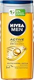 NIVEA MEN Active Energy Duschgel (250 ml), pH-hautneutrale Pflegedusche mit 24h Frische-Effekt, Männer Duschgel mit Koffein für Körper, Gesicht und Haar