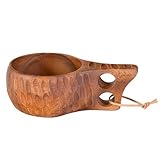 JUVEL Holzbecher, Nordischer Lappländischer Finnischer Kuksa Holztrinkbecher Holzkrug Holzbecher Holzkrug Holz für Wandern, Camping oder als Geschenk 200 ml (Style B)